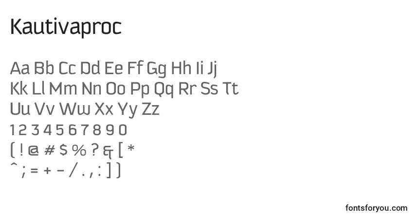 A fonte Kautivaproc – alfabeto, números, caracteres especiais