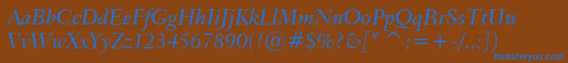 Transitional551MediumItalicBt Font – Blue Fonts on Brown Background