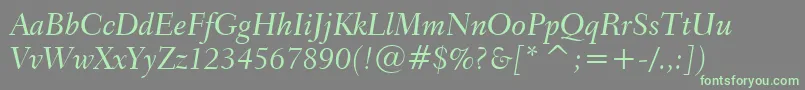 Transitional551MediumItalicBt Font – Green Fonts on Gray Background