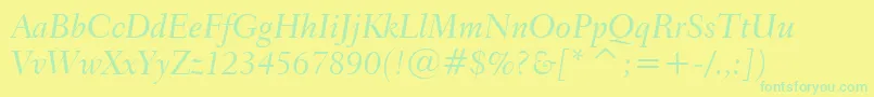 Transitional551MediumItalicBt Font – Green Fonts on Yellow Background
