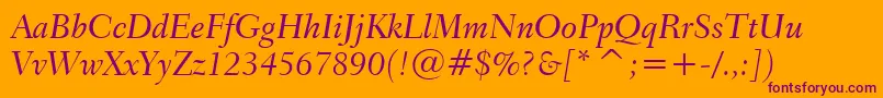 Transitional551MediumItalicBt Font – Purple Fonts on Orange Background