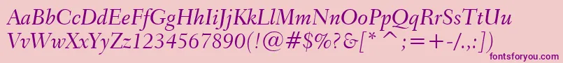 Transitional551MediumItalicBt Font – Purple Fonts on Pink Background