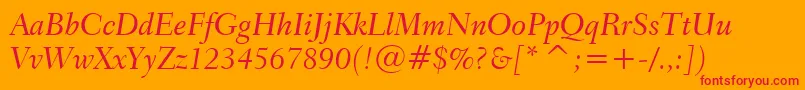 Transitional551MediumItalicBt Font – Red Fonts on Orange Background