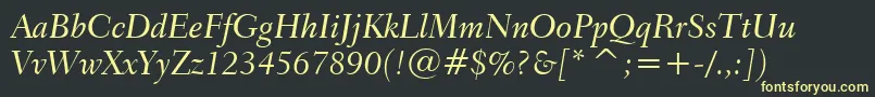 Transitional551MediumItalicBt Font – Yellow Fonts on Black Background