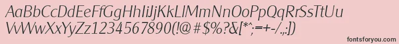Fonte CleargothicserialXlightItalic – fontes pretas em um fundo rosa