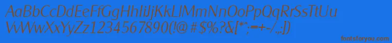CleargothicserialXlightItalic-Schriftart – Braune Schriften auf blauem Hintergrund