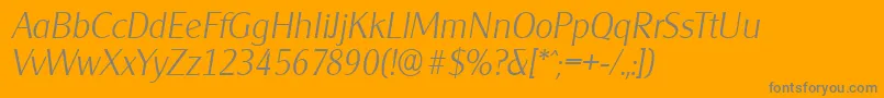 Fonte CleargothicserialXlightItalic – fontes cinzas em um fundo laranja