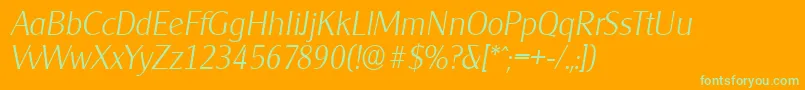 CleargothicserialXlightItalic Font – Green Fonts on Orange Background