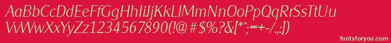 CleargothicserialXlightItalic Font – Green Fonts on Red Background