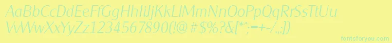 CleargothicserialXlightItalic Font – Green Fonts on Yellow Background