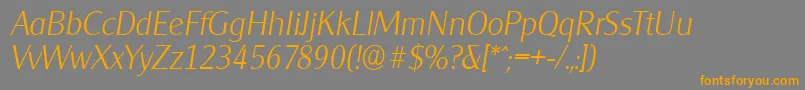 Fonte CleargothicserialXlightItalic – fontes laranjas em um fundo cinza