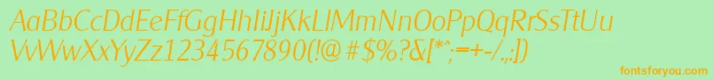CleargothicserialXlightItalic Font – Orange Fonts on Green Background