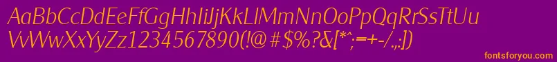 Police CleargothicserialXlightItalic – polices orange sur fond violet