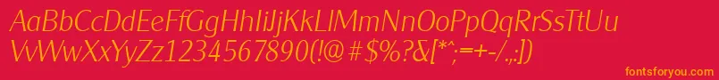 CleargothicserialXlightItalic Font – Orange Fonts on Red Background