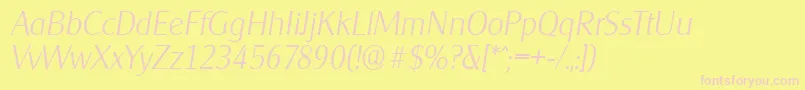 CleargothicserialXlightItalic-Schriftart – Rosa Schriften auf gelbem Hintergrund
