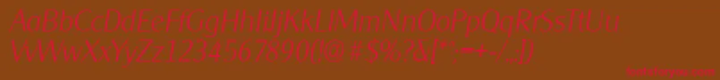 フォントCleargothicserialXlightItalic – 赤い文字が茶色の背景にあります。