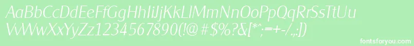 CleargothicserialXlightItalic-fontti – valkoiset fontit vihreällä taustalla