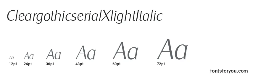Размеры шрифта CleargothicserialXlightItalic