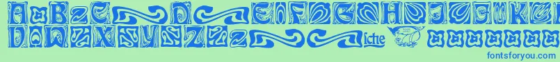 フォントRudelsbergSchmuck – 青い文字は緑の背景です。
