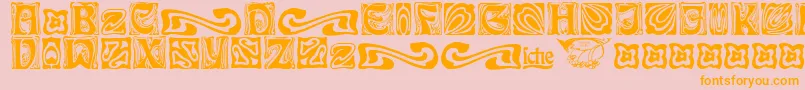 RudelsbergSchmuck-Schriftart – Orangefarbene Schriften auf rosa Hintergrund
