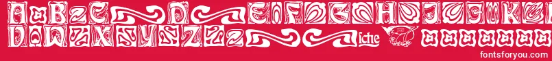 RudelsbergSchmuck-fontti – valkoiset fontit punaisella taustalla
