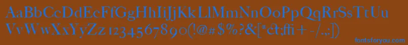 ItcFoundersCaslon42Roman-Schriftart – Blaue Schriften auf braunem Hintergrund