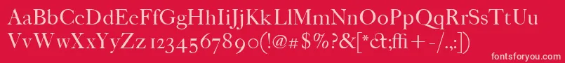 ItcFoundersCaslon42Roman-Schriftart – Rosa Schriften auf rotem Hintergrund