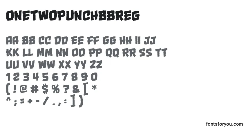 A fonte OnetwopunchbbReg – alfabeto, números, caracteres especiais