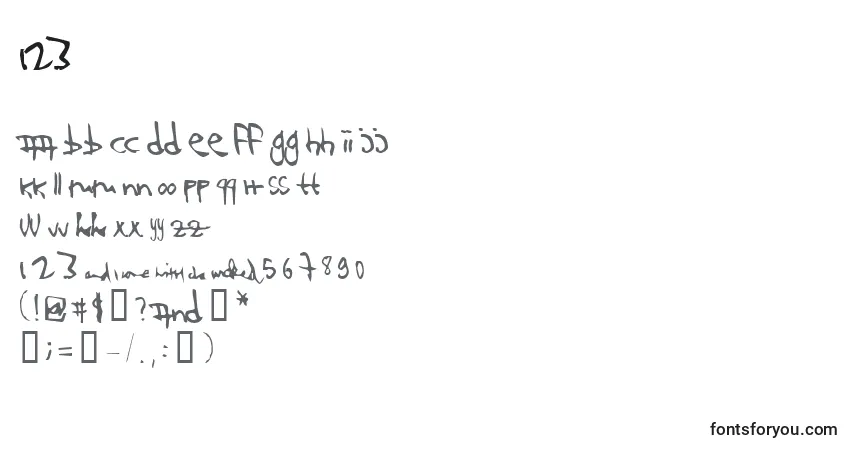 A fonte 123 – alfabeto, números, caracteres especiais