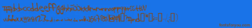 123-Schriftart – Braune Schriften auf blauem Hintergrund