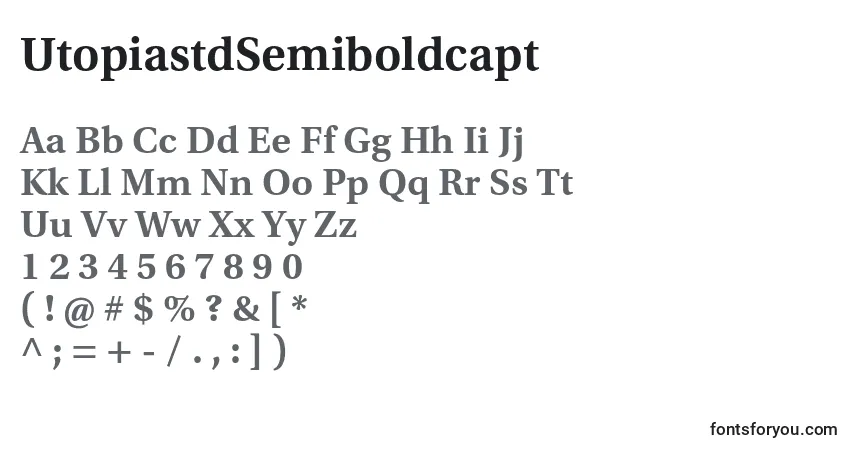 Czcionka UtopiastdSemiboldcapt – alfabet, cyfry, specjalne znaki