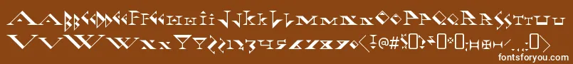 FadgodRegular-fontti – valkoiset fontit ruskealla taustalla