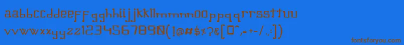 フォントOmellonsMedium – 茶色の文字が青い背景にあります。