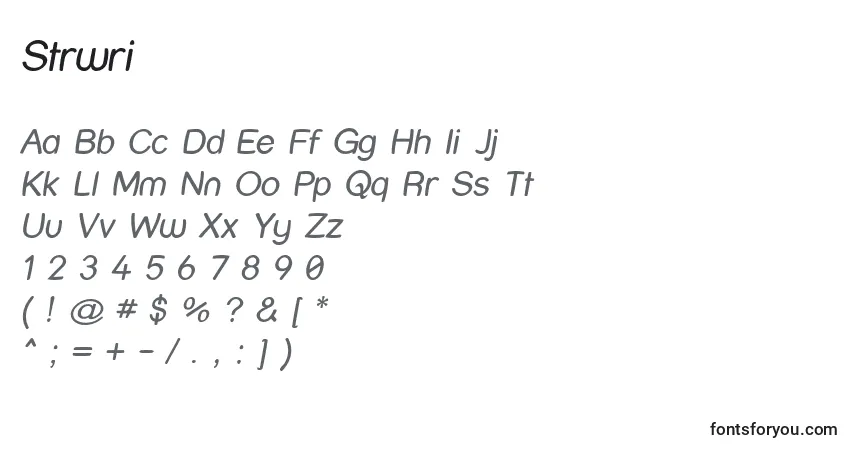 A fonte Strwri – alfabeto, números, caracteres especiais