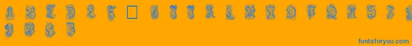 Nardis-Schriftart – Blaue Schriften auf orangefarbenem Hintergrund