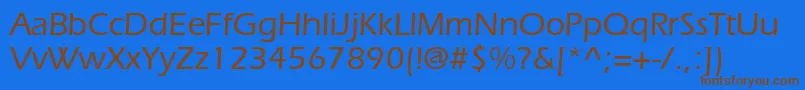 フォントItcerasstdMedium – 茶色の文字が青い背景にあります。