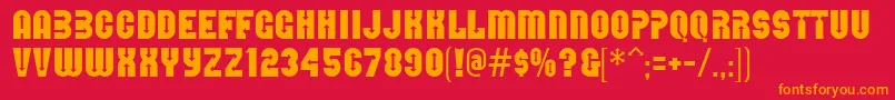 フォントDirectionsMf – 赤い背景にオレンジの文字