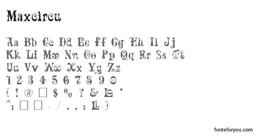 Maxcircu-fontti – aakkoset, numerot, erikoismerkit
