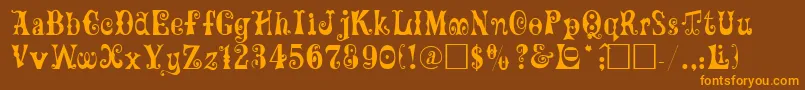 フォントMaxcircu – オレンジ色の文字が茶色の背景にあります。
