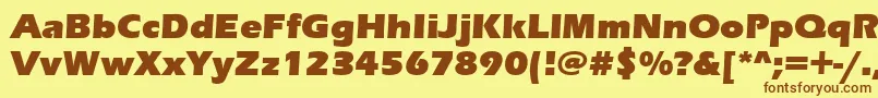 フォントErasUltraItc – 茶色の文字が黄色の背景にあります。