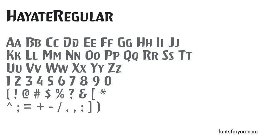 Schriftart HayateRegular – Alphabet, Zahlen, spezielle Symbole
