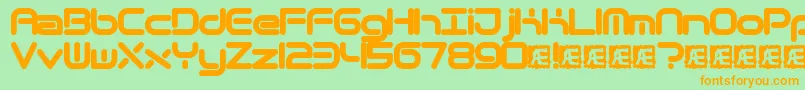 フォントQuantumRoundBrk – オレンジの文字が緑の背景にあります。