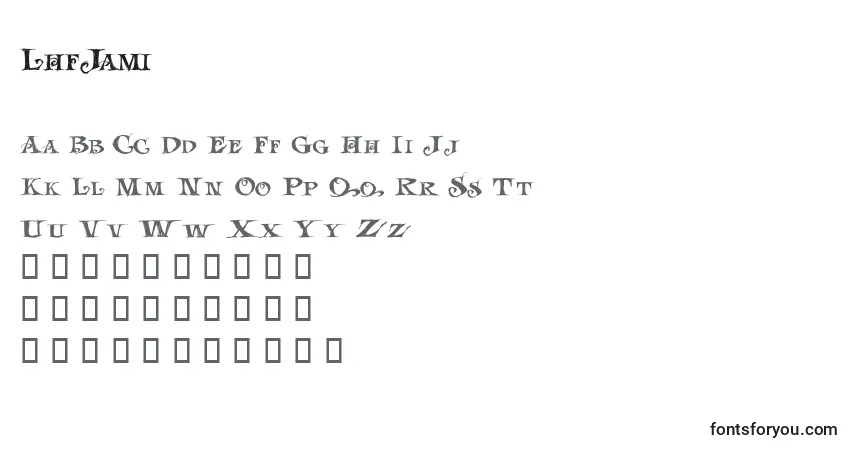A fonte LhfJami – alfabeto, números, caracteres especiais