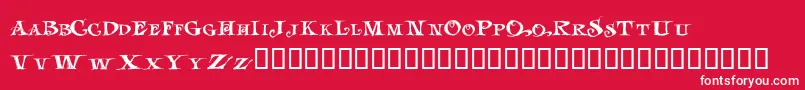 LhfJami-Schriftart – Weiße Schriften auf rotem Hintergrund