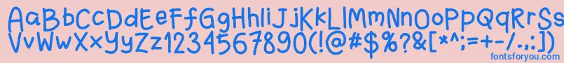 Fanandiaade-Schriftart – Blaue Schriften auf rosa Hintergrund