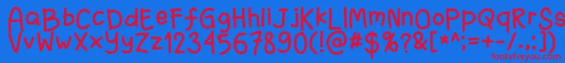 フォントFanandiaade – 赤い文字の青い背景