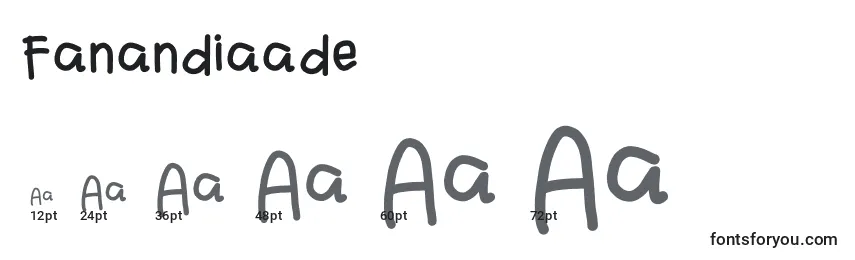 Размеры шрифта Fanandiaade