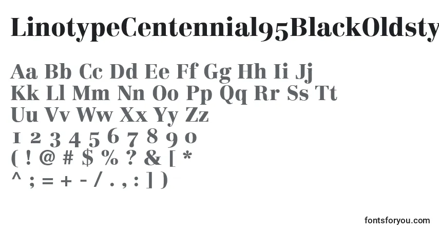 A fonte LinotypeCentennial95BlackOldstyleFigures – alfabeto, números, caracteres especiais