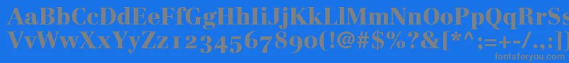 LinotypeCentennial95BlackOldstyleFigures-Schriftart – Graue Schriften auf blauem Hintergrund