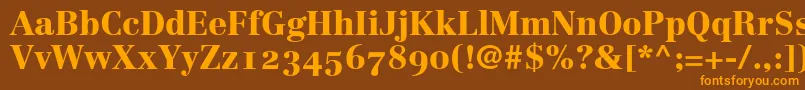 Czcionka LinotypeCentennial95BlackOldstyleFigures – pomarańczowe czcionki na brązowym tle